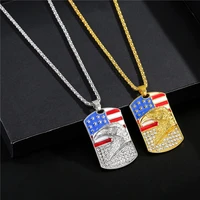 new necklace hip hop fashion personality american flag three dimensional eagle military women necklace men clavicle chain gift