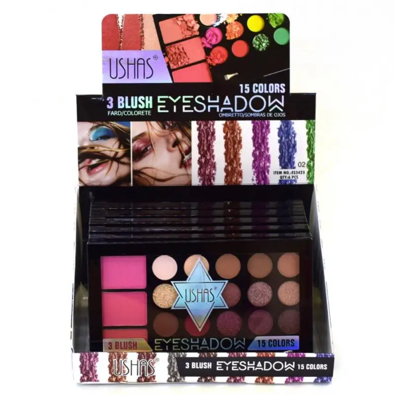 

USHAS 18 Color Pearlescent Matte Eyeshadow Palette Plus 3 Colors Blush Eye Shadow Pigment Multifunctional Makeup Tray TSLM2