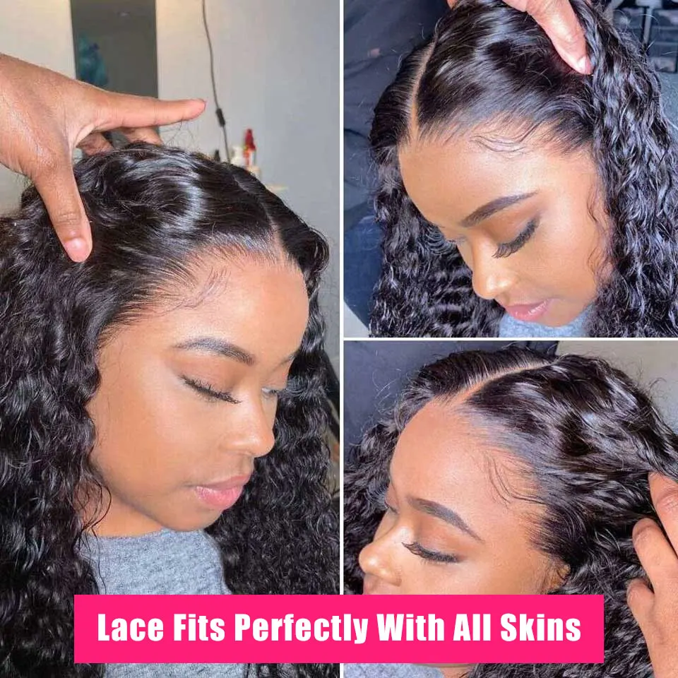 250% Curly Lace Wig HD Transparent Wigs For Women Cheap Human Hair Brazilian Remy TPart Deep Wave | Шиньоны и парики