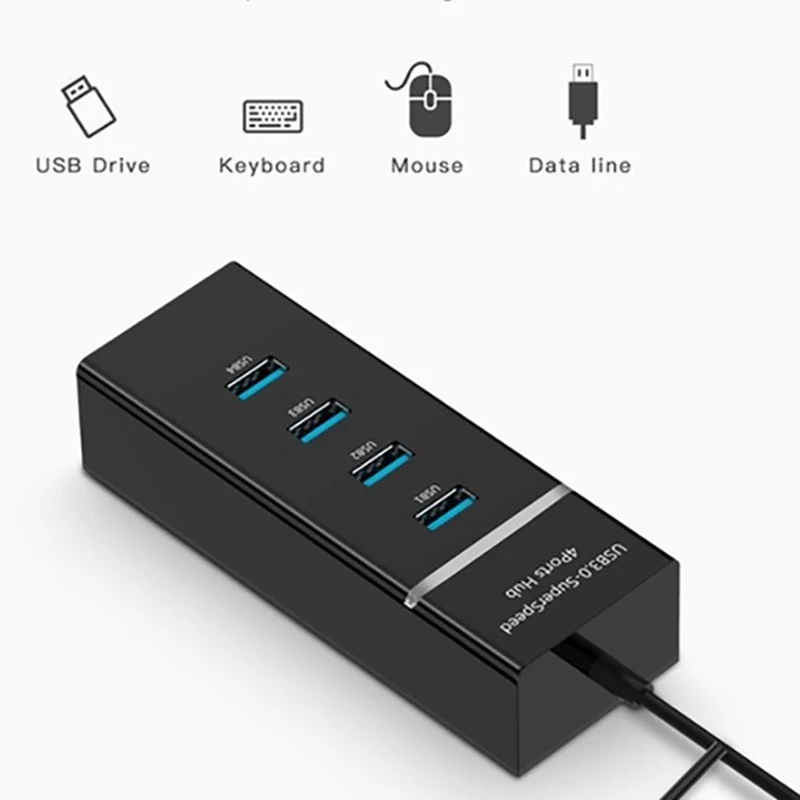 4 порта USB 3 0 HUB 5 Гбит/с Суперскоростной мини концентратор для Windows /Mac OS/Linux черные