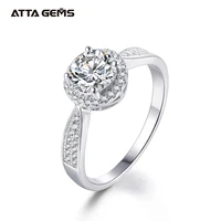 trendy sparkling moissanite ring 925 silver brilliant cut 1 carat diamond test past engagement gemstone halo rings for women