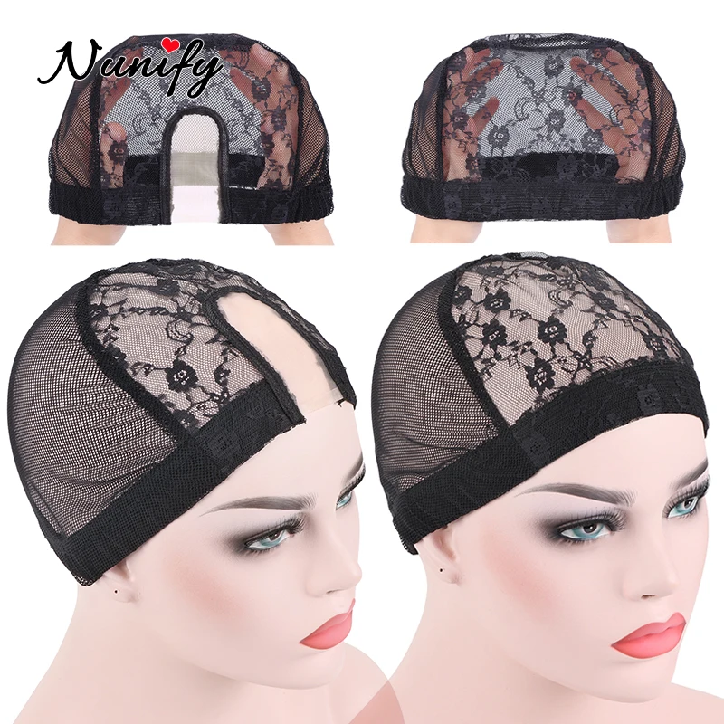 Nunify 1Pcs/Lot U Parting Wig Cap For Making Wigs With Free Size Strap On The Back Weaving Ventilation Hair Net Black | Шиньоны и