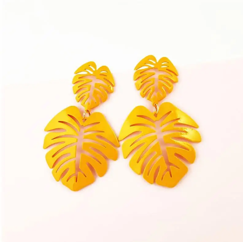 

2021 cross border direct supply, leaf big earrings trend ear jewelry manufacturers wholesale