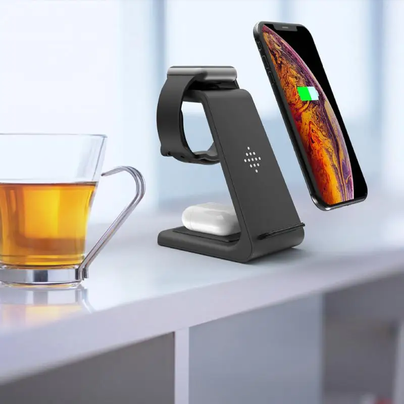 Беспроводное зарядное устройство 3 в 1 для IPhone 13 12 11/Xs AirPods Apple Watch 23 беспроводное 10