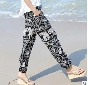1pcs/lot  Elephant Pants Harem Summer Casual Boho Beach casual summer elastic waist mid waist elephant pants