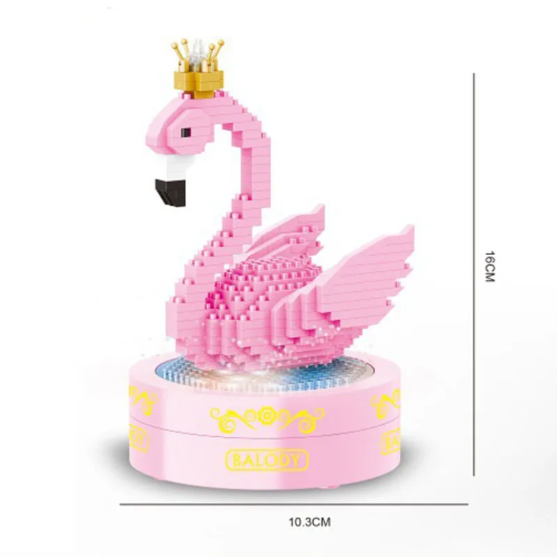 

Pink Flamingo Swan Bird Love Animal 3D Model Mini Diamond Lovely Birds Building Blocks Bricks Educational Toy Girl Birthday Gift