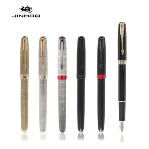 Ручка перьевая Jinhao в ретро стиле, медный бочонок, зажим с золотой стрелкой, с тонким наконечником, принадлежности для письма для школы и офиса, A6488