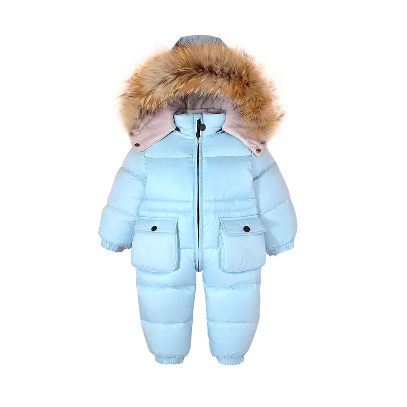 

30 Winter Snowsuit Baby 80% duck Down Romper Outdoor Infant Overcoat Clothes Girls Overall for Boys Kids Jumpsuit 2~6Y