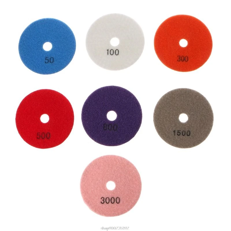 

7pcs/Lot Grinding Discs 4\" Wet Diamond Polishing Pad for Glass Granite Marble Stone Grinding Wheel Flexible Sandpaper O22 20