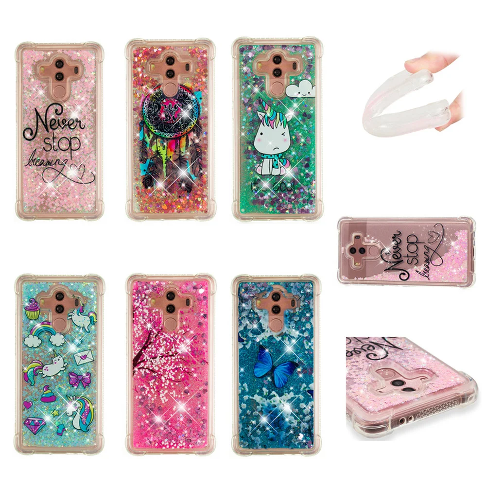 Bling Case for Huawei Mate 10 Pro Soft Silicone Bumper Cover Mate10 BLA-L29 BLA-L09 Cute Glitter Liquid Cases BLA L29 L09 | Мобильные