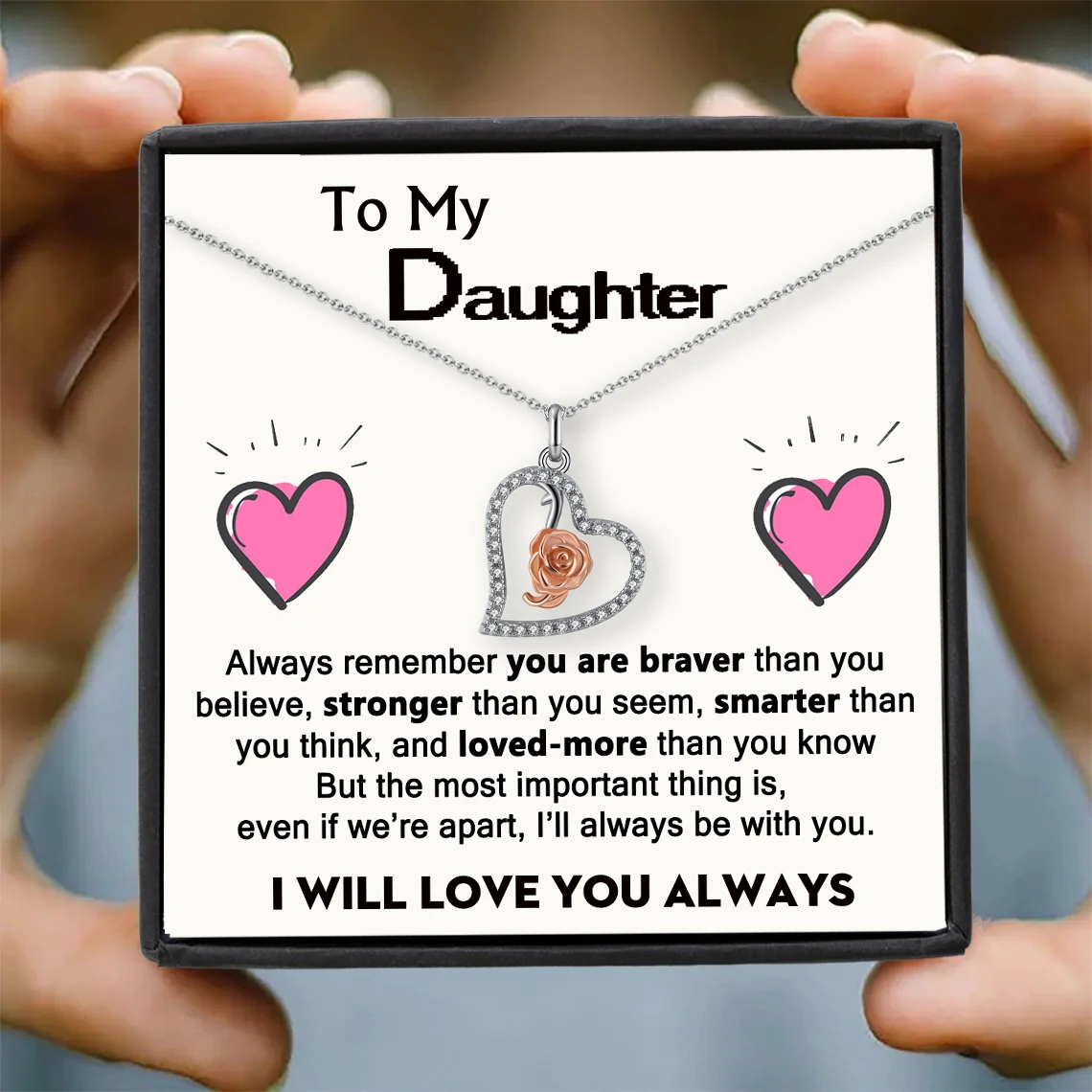 

Ожерелье Effie Queen для моей дочери с розовым сердцем, карточка с сообщениями, Подарок на годовщину, день рождения, выпускной, праздничный подар...