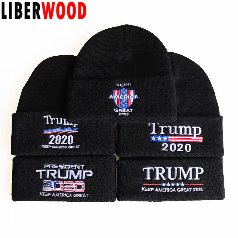 LIBERWOOD Trump, кепка с вышитым американским флагом/американским флагом, трикотажная шапка с черепами, шапка с американским флагом для мужчин и женщин, зимняя шапка