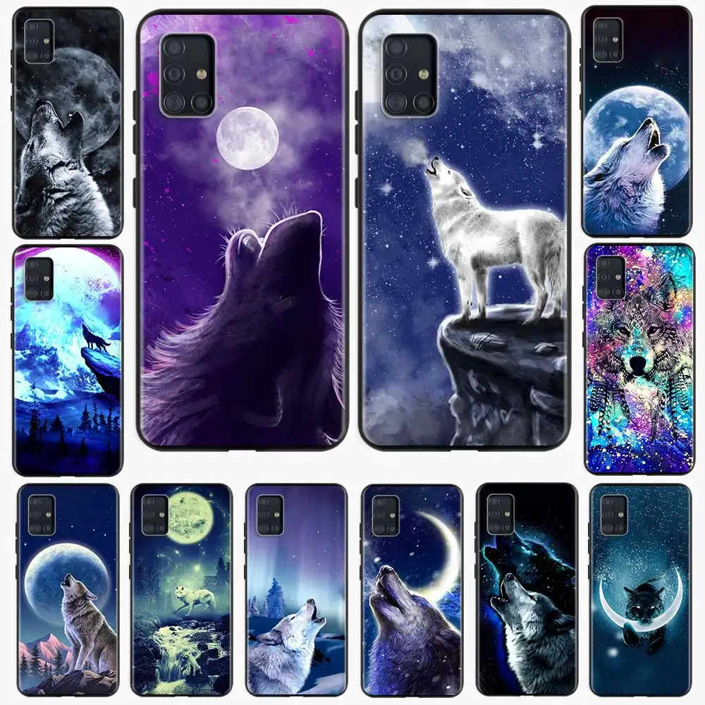 

Moon Roaring Wolf Silicone Case For Samsung Galaxy A51 A71 A50 A21s A10 A20e A30 A40 A70 A31 A41 A52 A12 Soft Back Cover Fundas