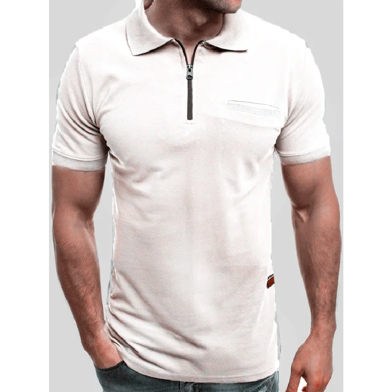 

Men Polo Shirts Summer Men Casual Short Sleeve Polos Shirts Fashion Mens Slim Zipper Tops Tees Para Hombre Brand Clothing