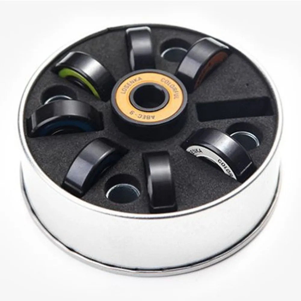 

8Pcs ABEC-9 Colorful Chrome Steel Skateboard Bearings Skateboard Speed Bearing + Sleeve +Sliding Line Longboard Skateboard Parts