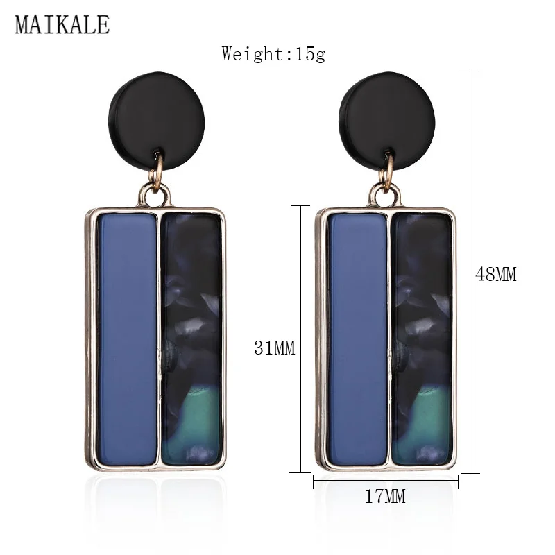 Женские винтажные акриловые серьги подвески из смолы MAIKALE Геометрические