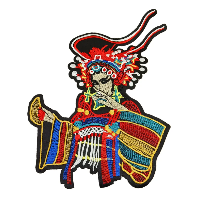 

2PCS Embroidered Iron On Peking Opera Mask Embroidery Chinese Style Patches For Clothing DIY Sewing Accessories P0105