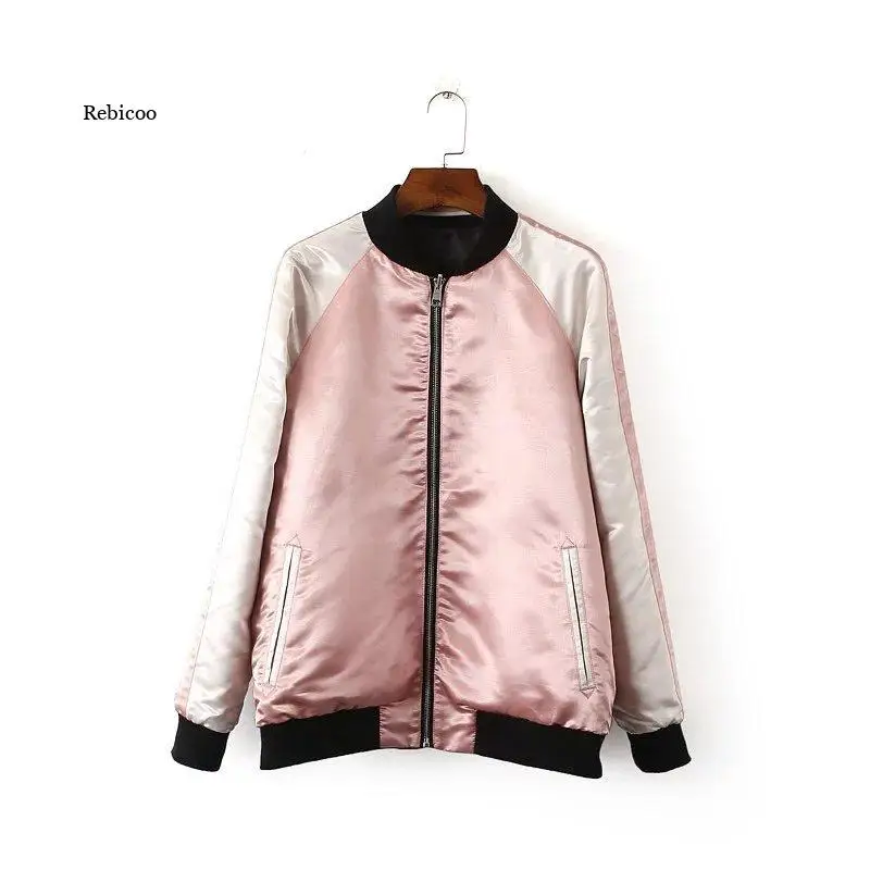 

Women Floral Embroidery Jacket Autumn Winter Harajuku Pilot Jacket On Both Sides Casual Baseball Jackets Coats