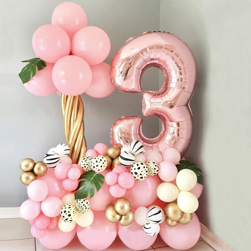 67Pcs Pink Digital Animal Print Balloons Palm Leaf Forest Globos Safari Girl Birthday Party Decoration Anniversary Bridal Shower | Дом и сад