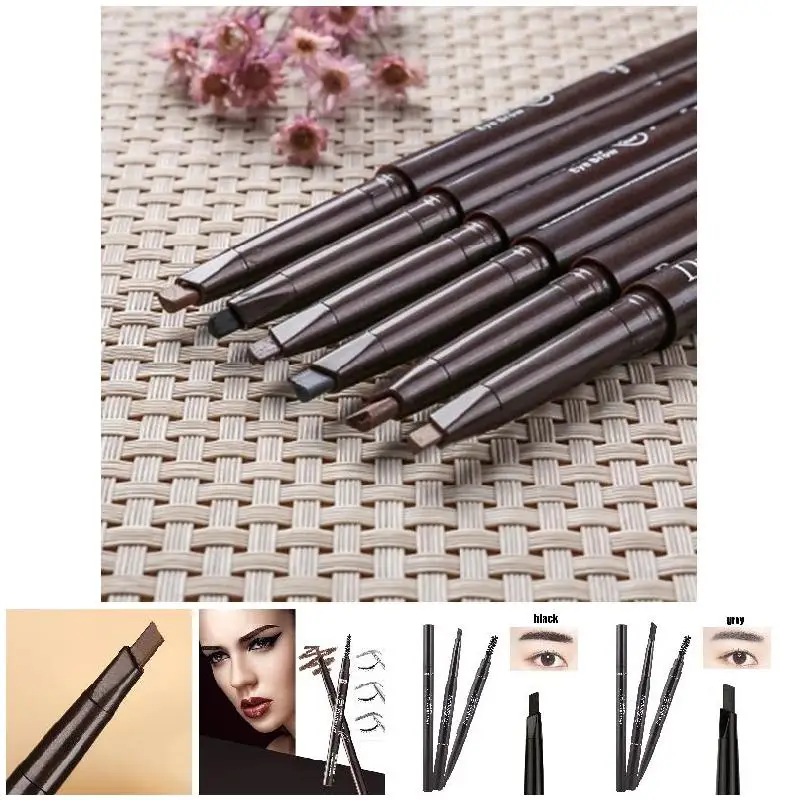 5 Colors Natural Makeup Double Heads Automatic Eyebrow Pencil Waterproof Long-lasting Easy Ware Pen with Brush | Красота и здоровье