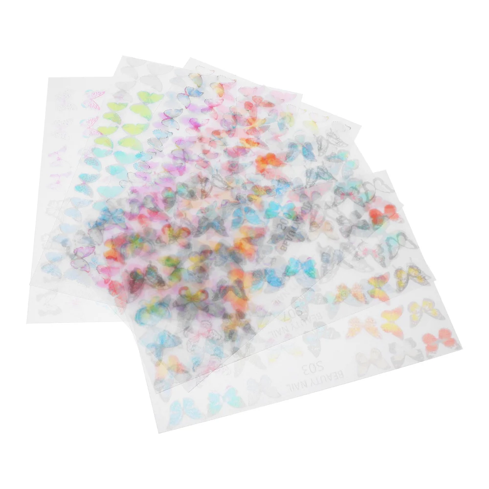 

6 Sheets 3D Butterflies Pattern Nail Art Stickers Self-adhesive Manicures Decor