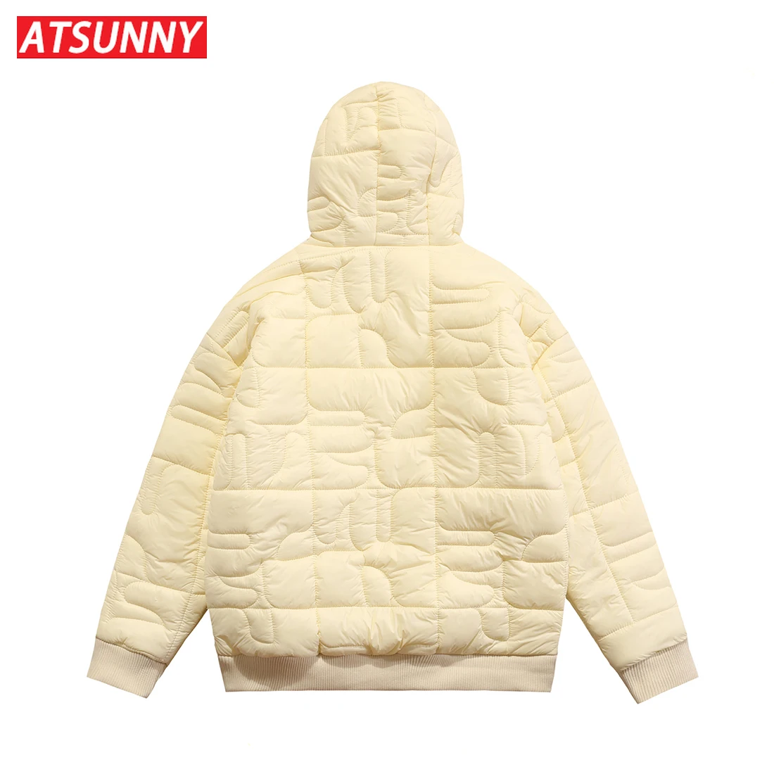 ATSUNNY Solid Color Thicken Parkas American Retro Street Liner Hooded Jacket Couple Thicken Autumn and Winter Coat Streetwear