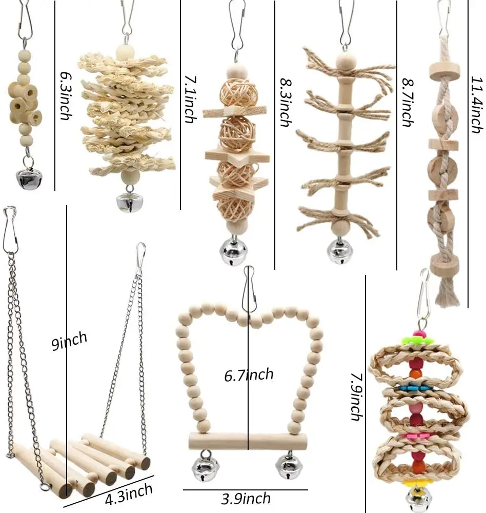 8 шт./компл. Птица Попугай качели жевательные игрушки с модернизированным колокол