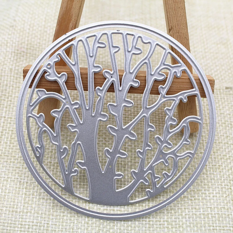 Круглые елки Рождество тиснение рамки трафарет ремесло лес вечерние