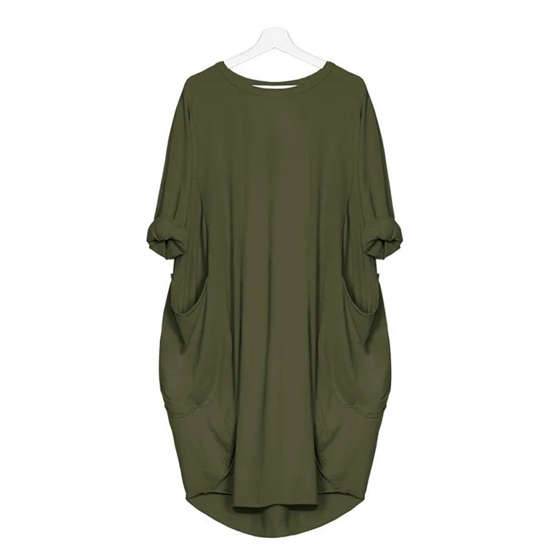 

Bigsweety Plus Size Dresses For Women Casual Loose Half Sleeve Crew Neck Dress Ladies Oversized Dress Beach Dresses With Pocket