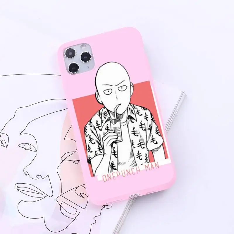 

One Punch Man anime luxury Phone Cases shell Candy Color for iPhone 6 7 8 11 12 s mini pro X XS XR MAX Plus funda coque