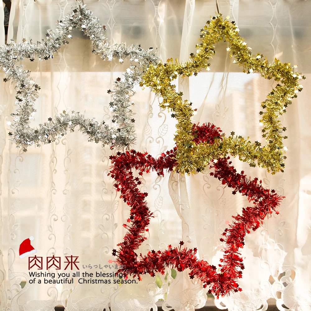 

Iron Wire Christmas Star Ornaments Five-Pointed Star Pendant Christmas Party Shop Decorations Arrangement Scene