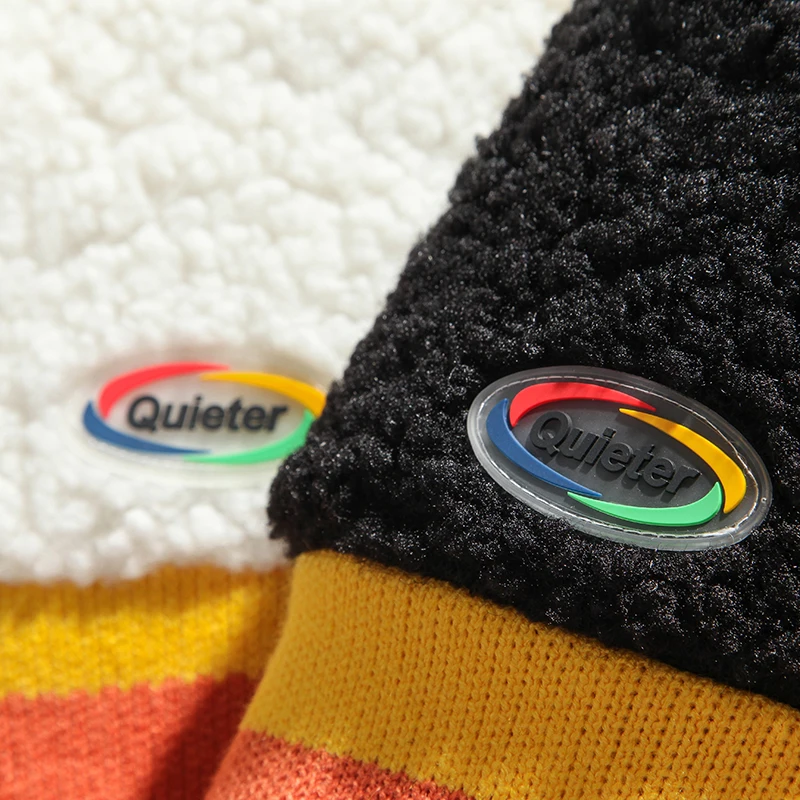 2021 Harajuku Furry Down Jackets Men Rainbow Striped Padded Zipper Coat Streetwear Hip Hop Fashion Winter Outwear Tops Clothing