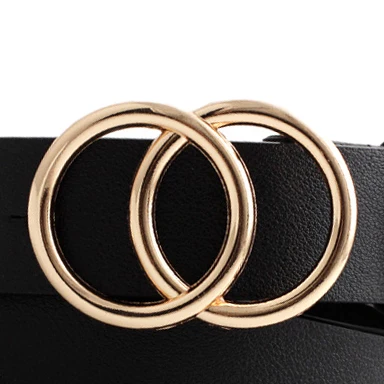 

Women Belt Double Round Buckle Retro Decorative Belts All-match Belt For Women