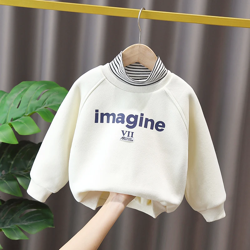 

Winter Warm Girls Sweatshirt Baby Girls Long Sleeve Stripe Tops for Kids Letter Pattern Children Clothing for 4 6 8 10 12 14Y