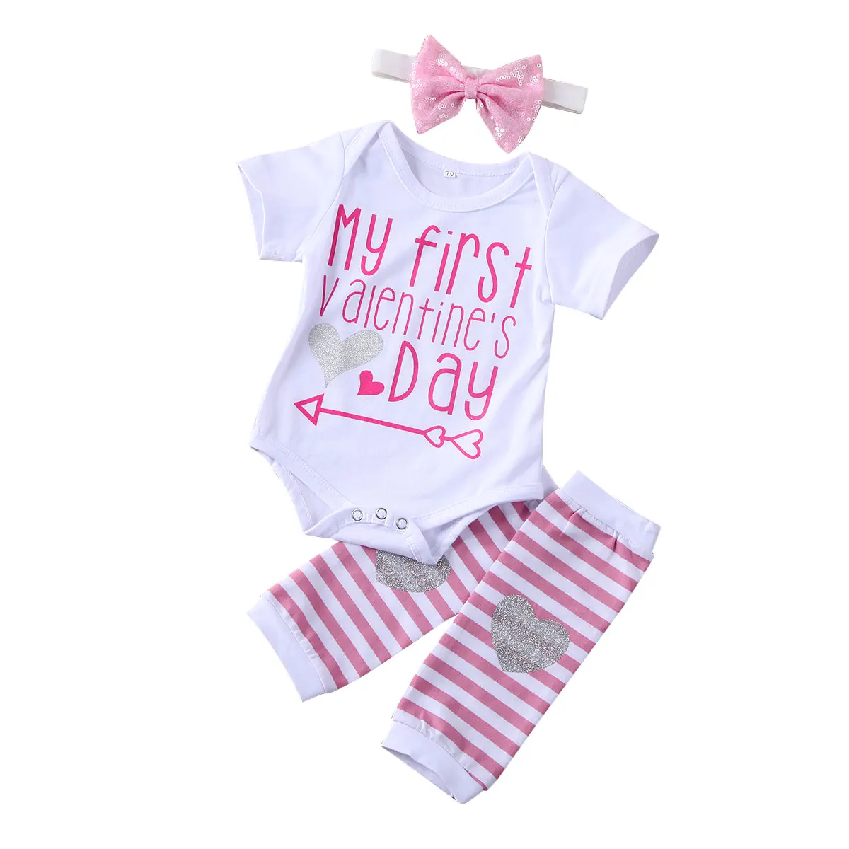 Новинка 2020 года Детский комбинезон с длинными рукавами и надписью My First Valentine's Day