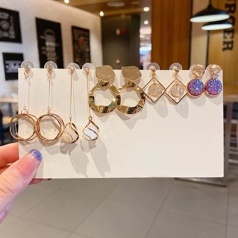 

New Long Dangling Dangle Earrings Crystal Latest Earring For Women Rectangle Big Star Flower Shell Gold Hook Earring Tassel Er