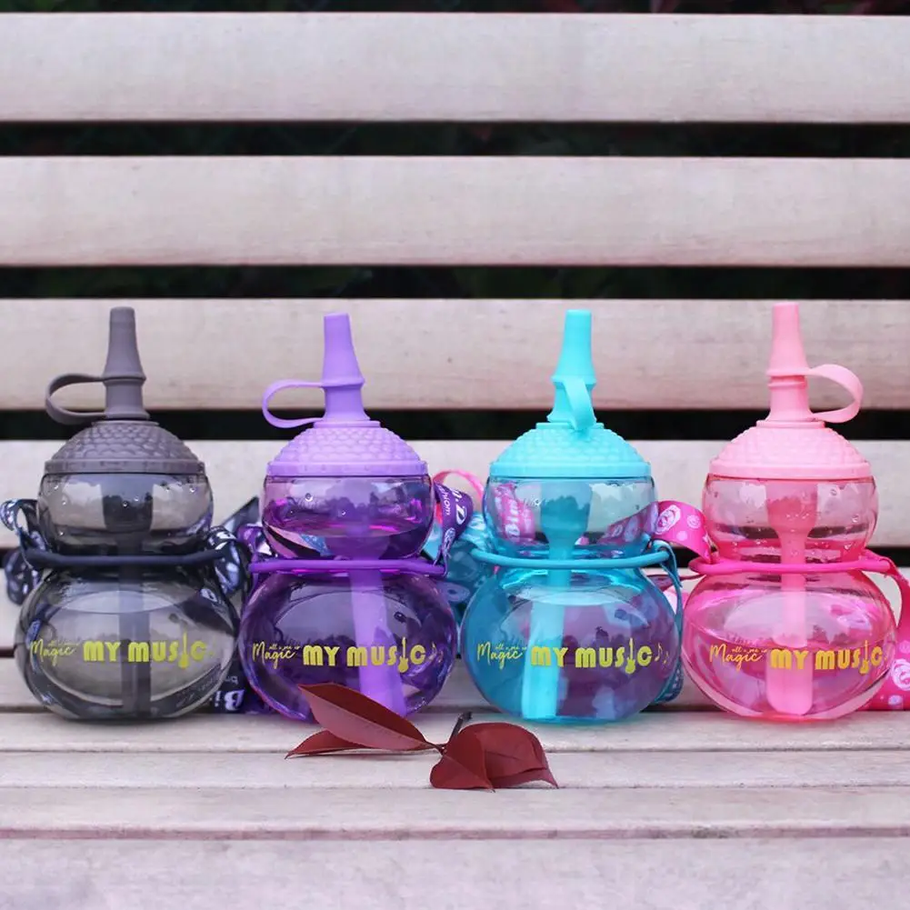 

2021 Kid Children Cartoon Animal School Drinking Water Straw Bottle Gravity Ball Straw Baby Cup With Shoulder Strap Water Bottls