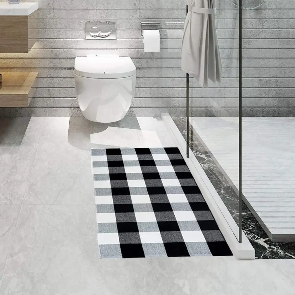 Carvapet коврик для двери Черно белый клетчатый входа мягкий нескользящий передней