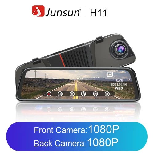 F 1080P R1080P Junsun H16, новинка, технология 2.5D, FHD, 1296 P, поток, медиа, зеркало заднего вида, DVR, двойной объектив, тире, камера, 10 дюймов, ips, ночное видение, парковочный монитор - Название цвета: F 1080P R1080P
