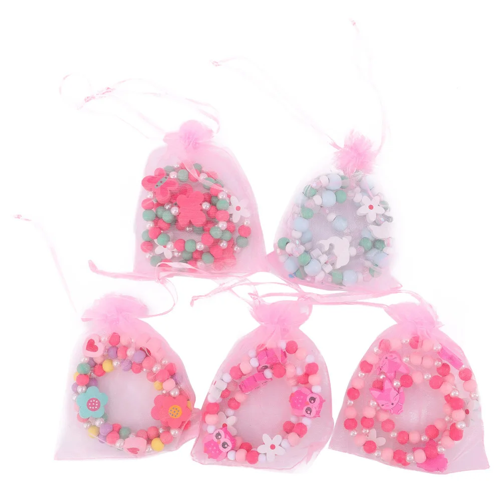 

5 Sets Kids Cartoon Beads Necklace Bracelet Set Adorable Jewelry Set Necklace and Bracelet Gift for Birthday Party