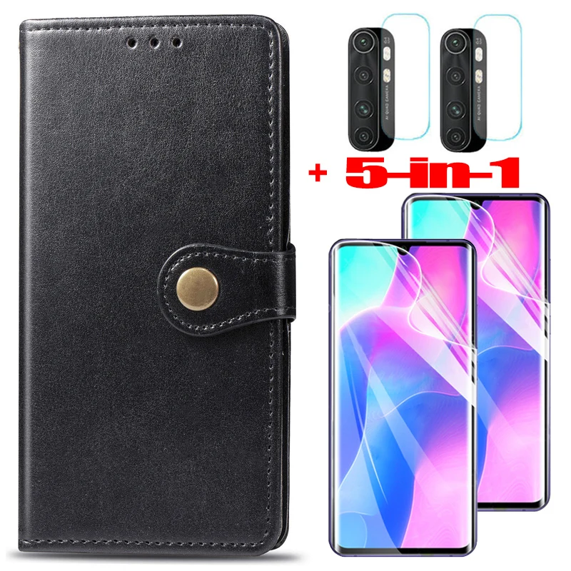 5 в 1 флип чехол для ми ноут 10 лайт Магнитный кошелек на телефон xiaomi mi note lite