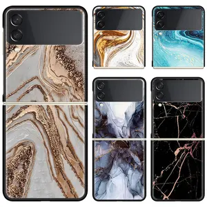 phone case for samsung galaxy z flip 3 5g black hard cover zflip 3 luxury shockproof bumper cases fundas luxury marble pattern free global shipping