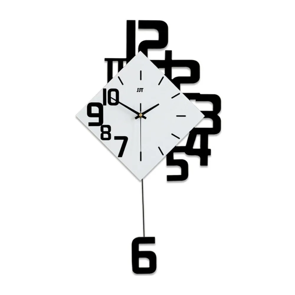 

2021 new DIY wall clock home decoration wooden pointer stylish modern electronic clock living room single side mute