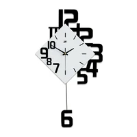 2021 new diy wall clock home decoration wooden pointer stylish modern electronic clock living room single side mute