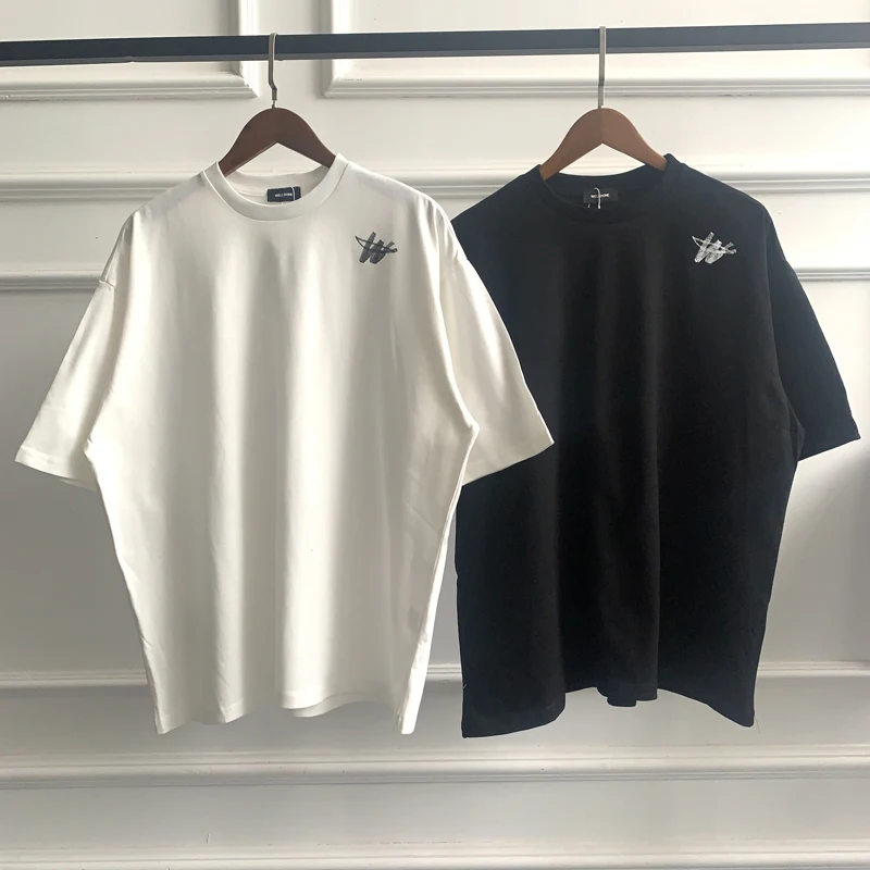 

Базовая футболка Welldone с буквенным логотипом для мужчин и женщин, Повседневная Свободная рубашка с коротким рукавом, цвет черный/белый, весн...