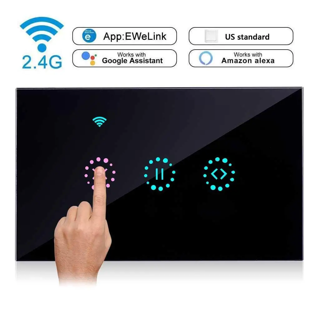 Black Color Wi-Fi умный занавес переключатель работает с Alexa/Google Home пульт дистанционного управления подходит для гаражных дверей электрические двери роллеры - Цвет: Black Color