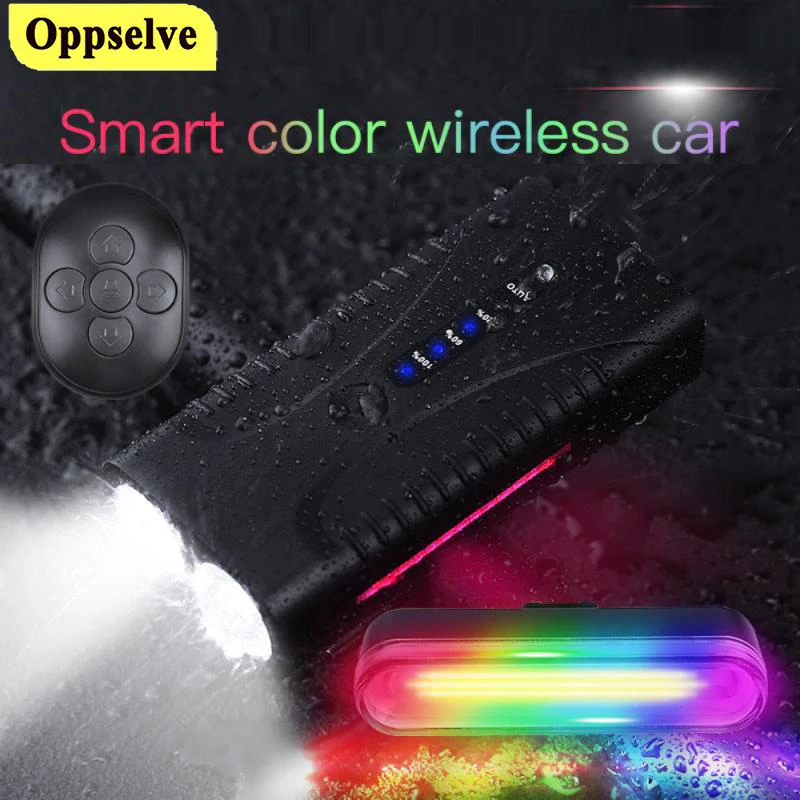 

Smart Rechargeable Rear Bicycle Light Brake Bike Warning Tail LED Lamp USB Wireless Remote Control Cycling Taillight Accessories