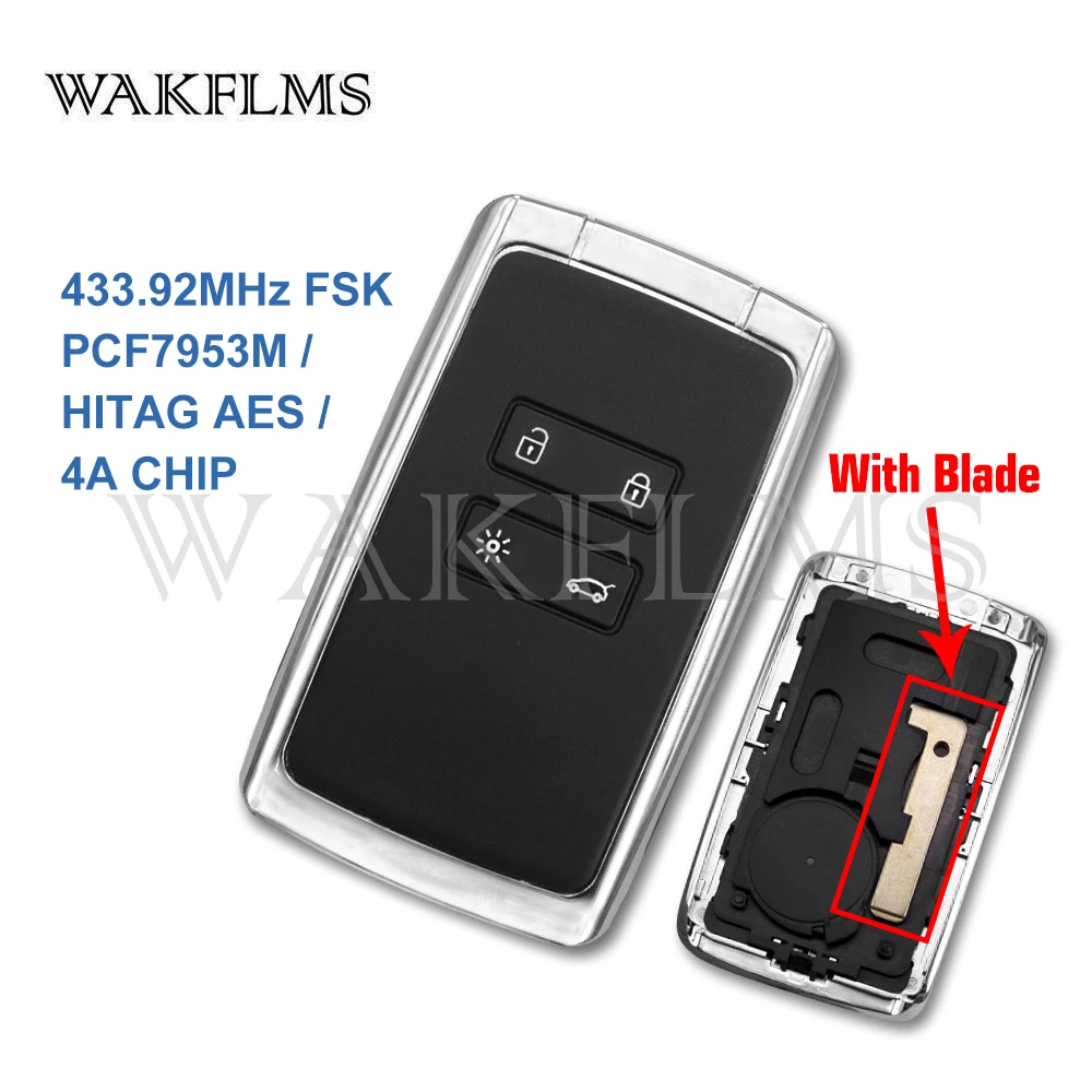 4 btns умный дистанционный Автомобильный ключ 433 92 МГц для Renault Megane4 Talisman Espace 5 Kadjar 2015
