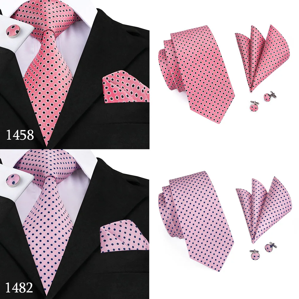DiBanGu модный персиковый розовый мужской подарок зажим для галстука Hanky запонки галстук 150 см длинный галстук для мужчин Свадебный вечерний деловой галстук набор MJ-7195