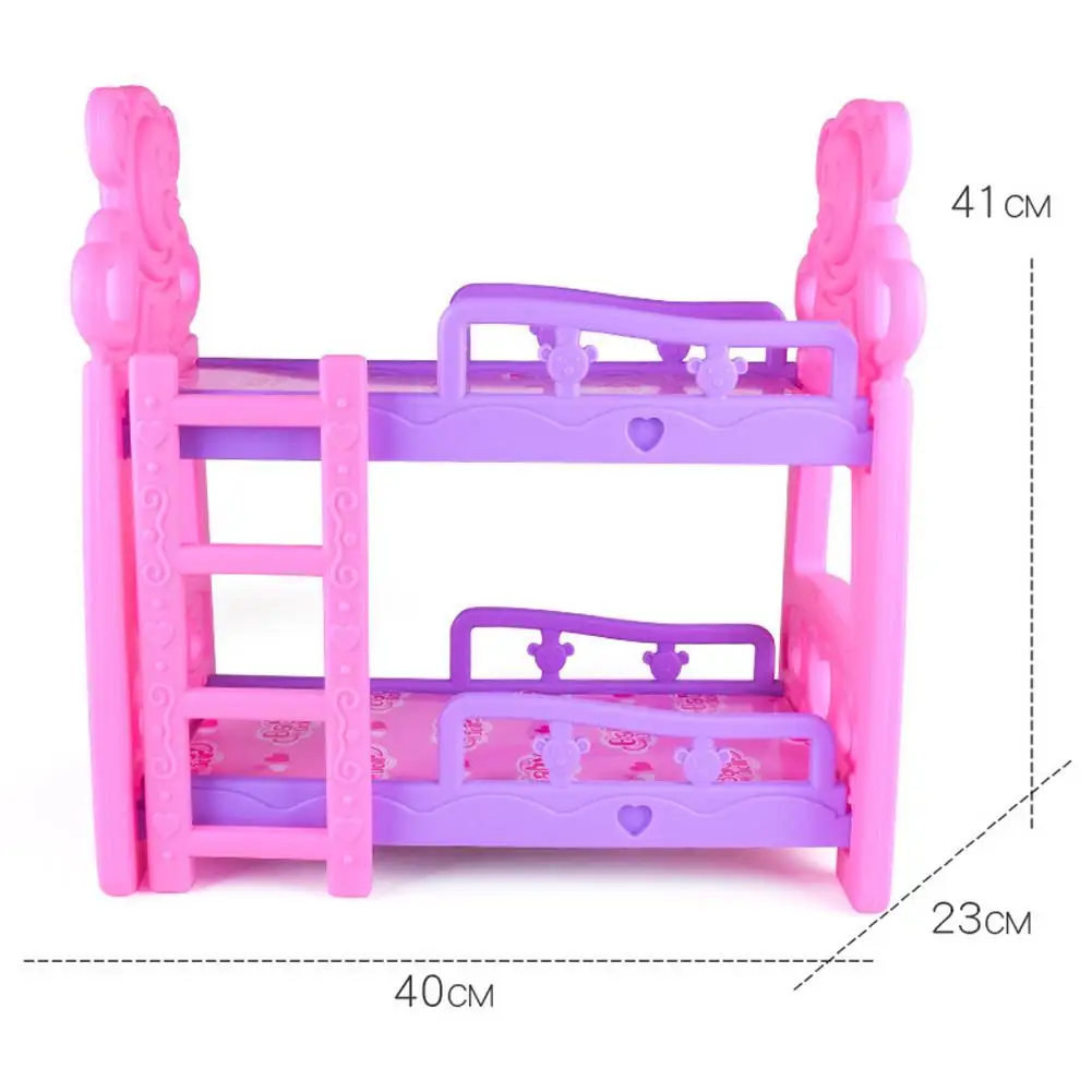 

Baby Doll Toys Plastic Double Bed Frame For Doll Play House Bedroom Decoration Furniture Accessories Pink